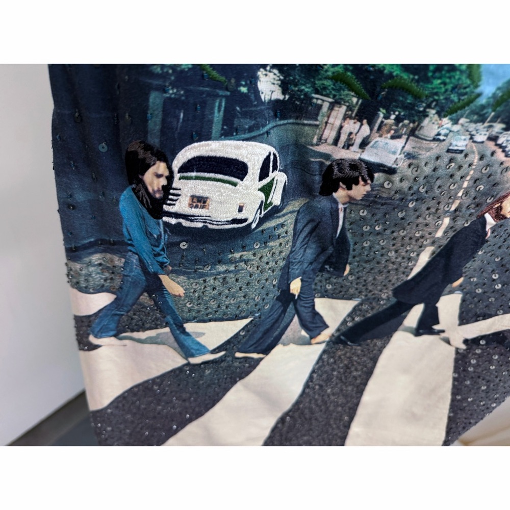 Alice + Olivia x The Beatles Abbey Road Print Mini Dress Embellished Sequin 2 - Picture 8 of 16